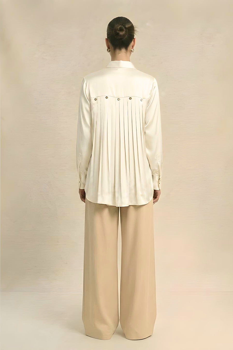 Ivory Pleated Coin Embellished Shirt