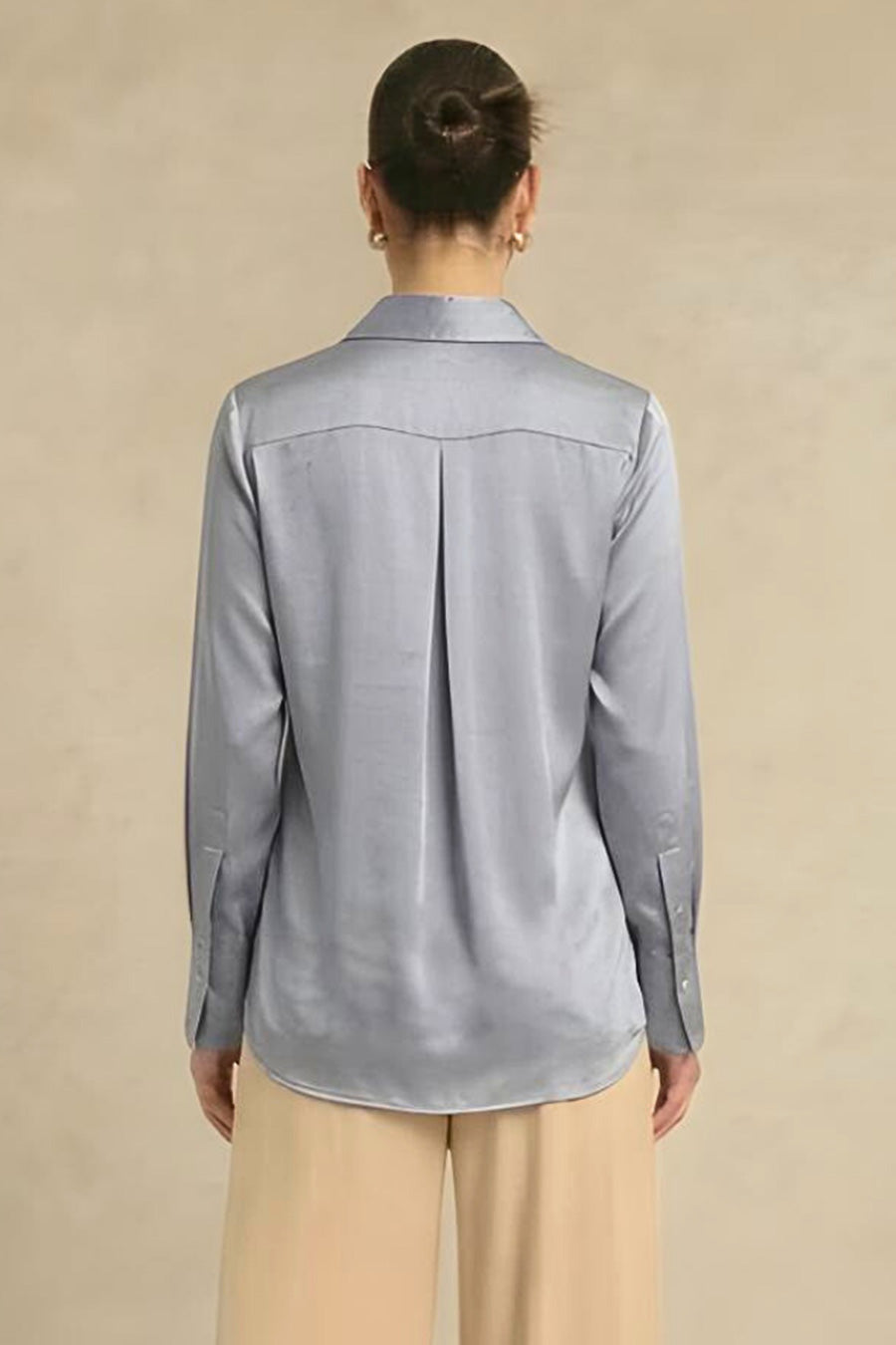 Steel Grey Pleated Coin Embellished Shirt