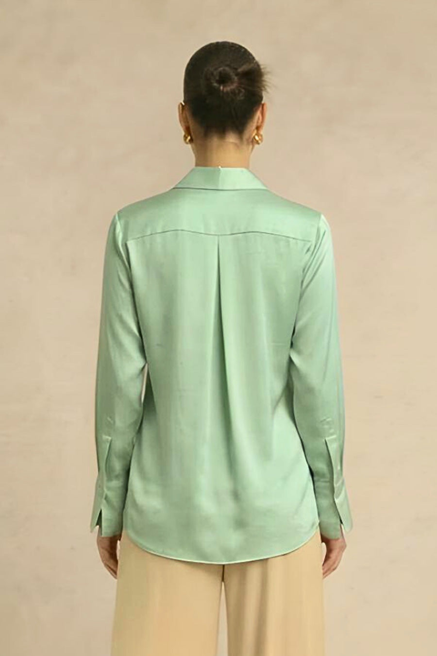 Ash Green Coin Embellished Wrap Shirt