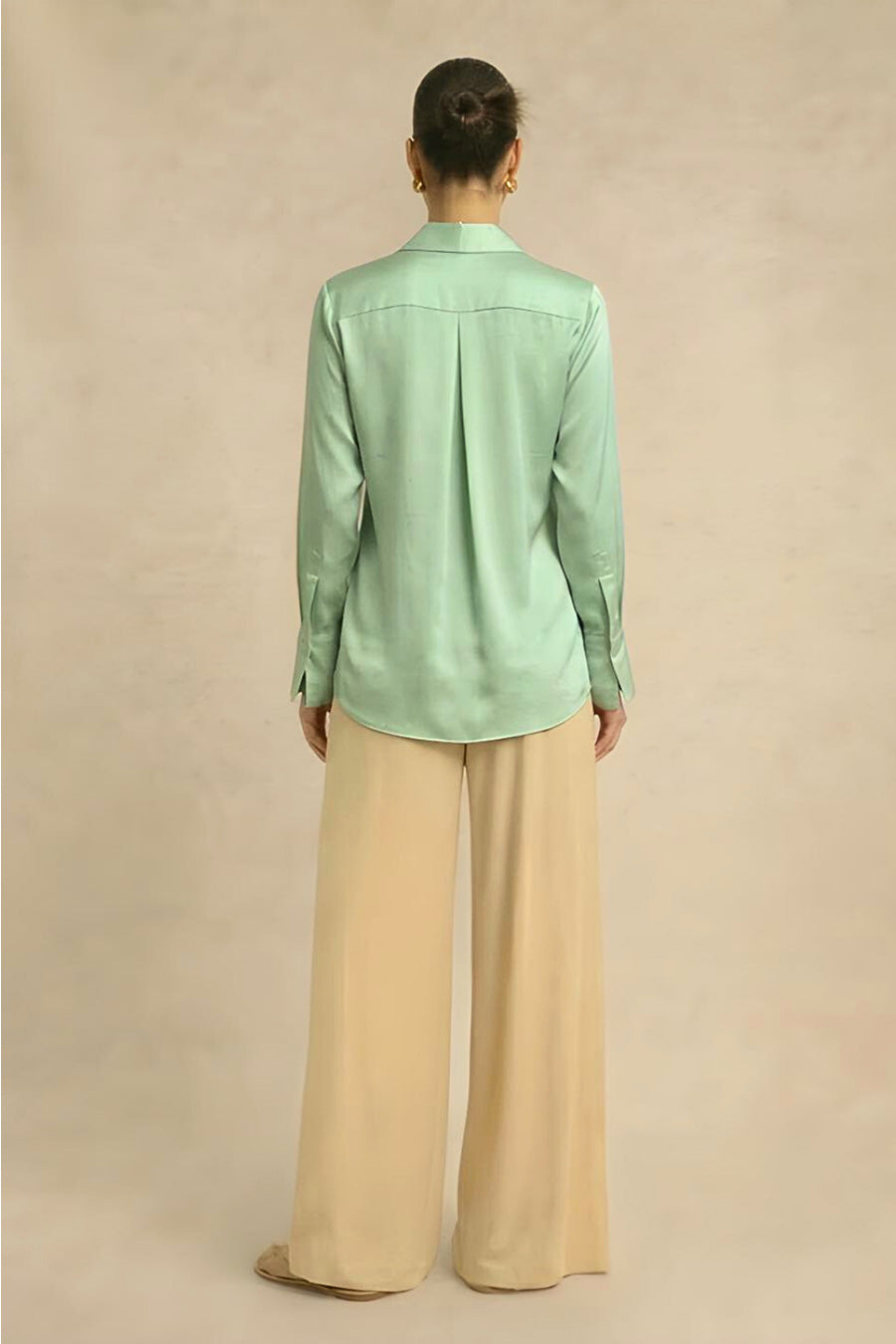 Ash Green Coin Embellished Wrap Shirt