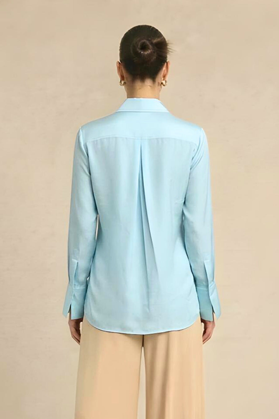 Tropical Blue Coin Embellished Wrap Shirt
