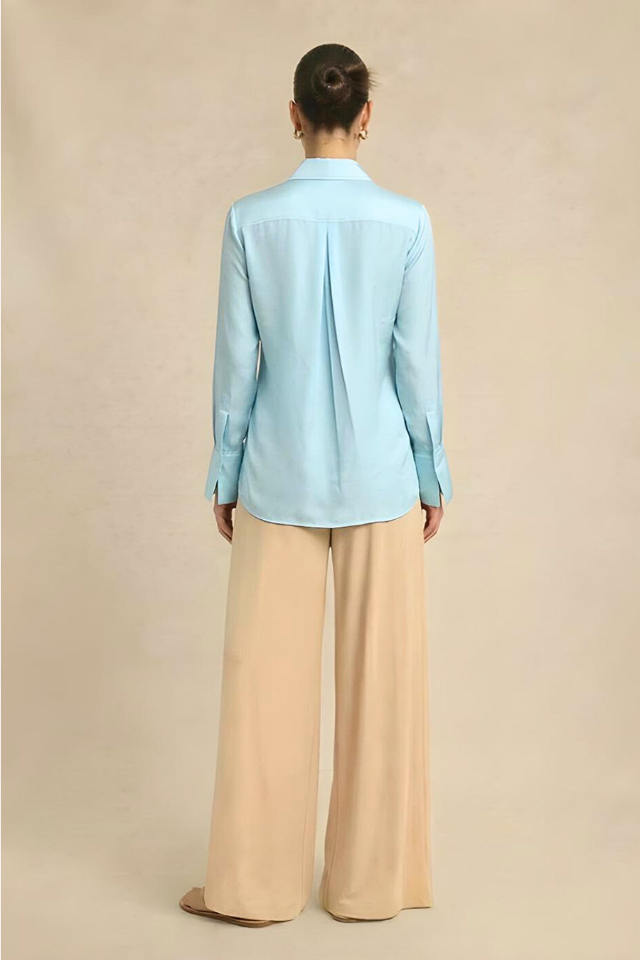 Tropical Blue Coin Embellished Wrap Shirt