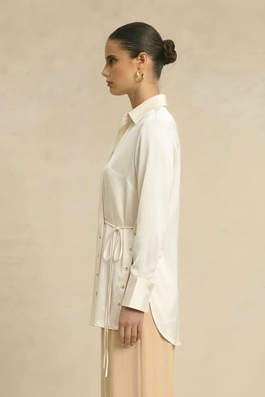 Ivory Coin Embellished Wrap Shirt