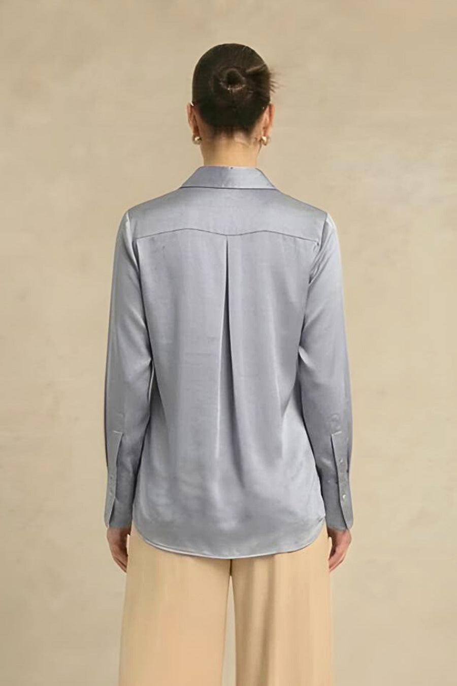 Steel Grey Coin Embellished Wrap Shirt