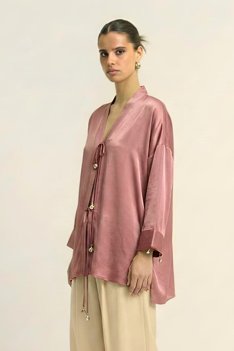 Brick Red Coin Embellished Overlay Shirt