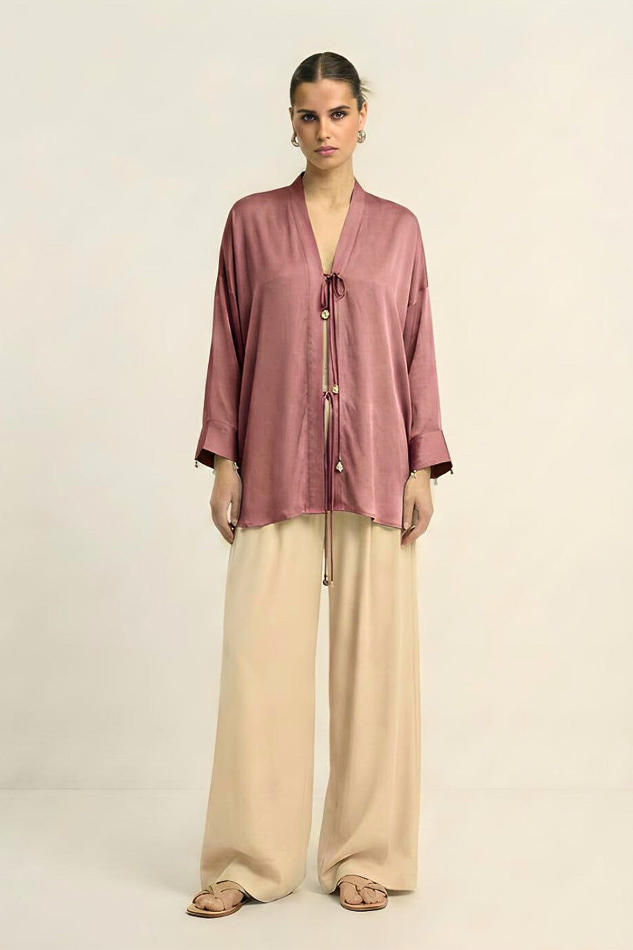 Brick Red Coin Embellished Overlay Shirt