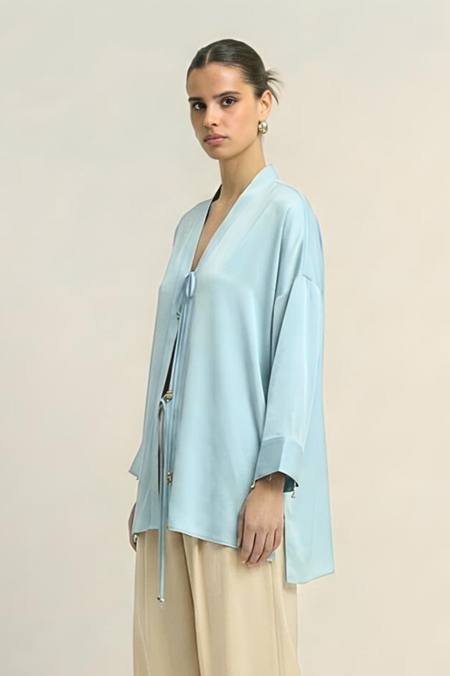 Tropical Blue Coin Embellished Overlay Shirt