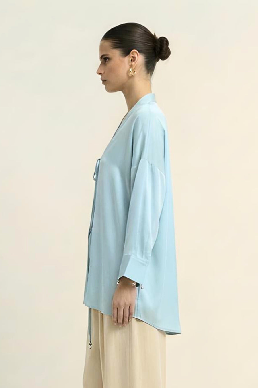 Tropical Blue Coin Embellished Overlay Shirt