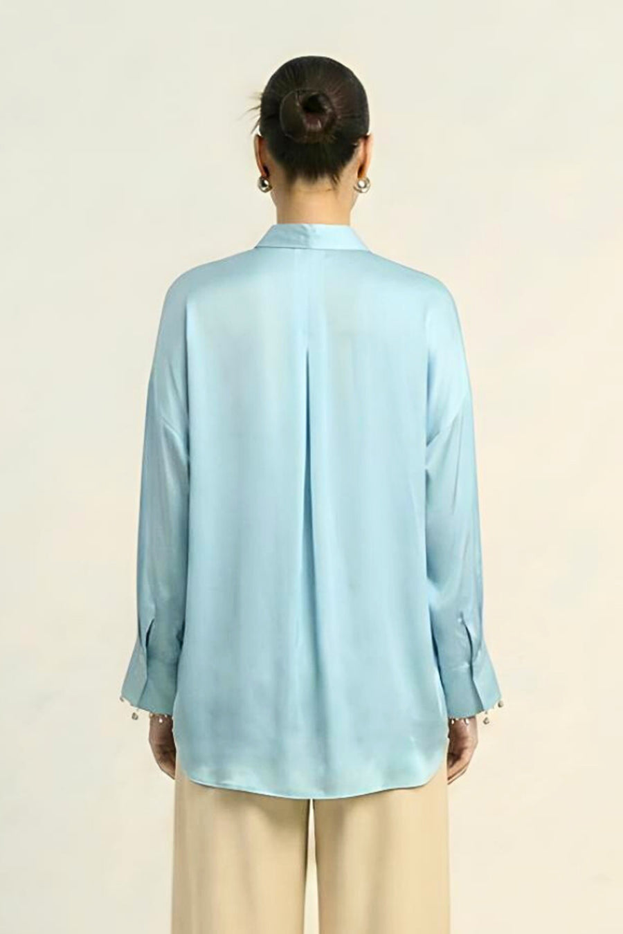 Tropical Blue Coin Embellished Overlay Shirt