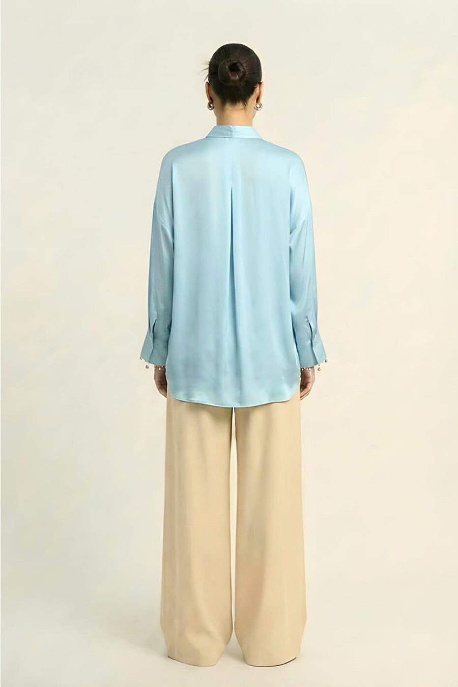 Tropical Blue Coin Embellished Overlay Shirt