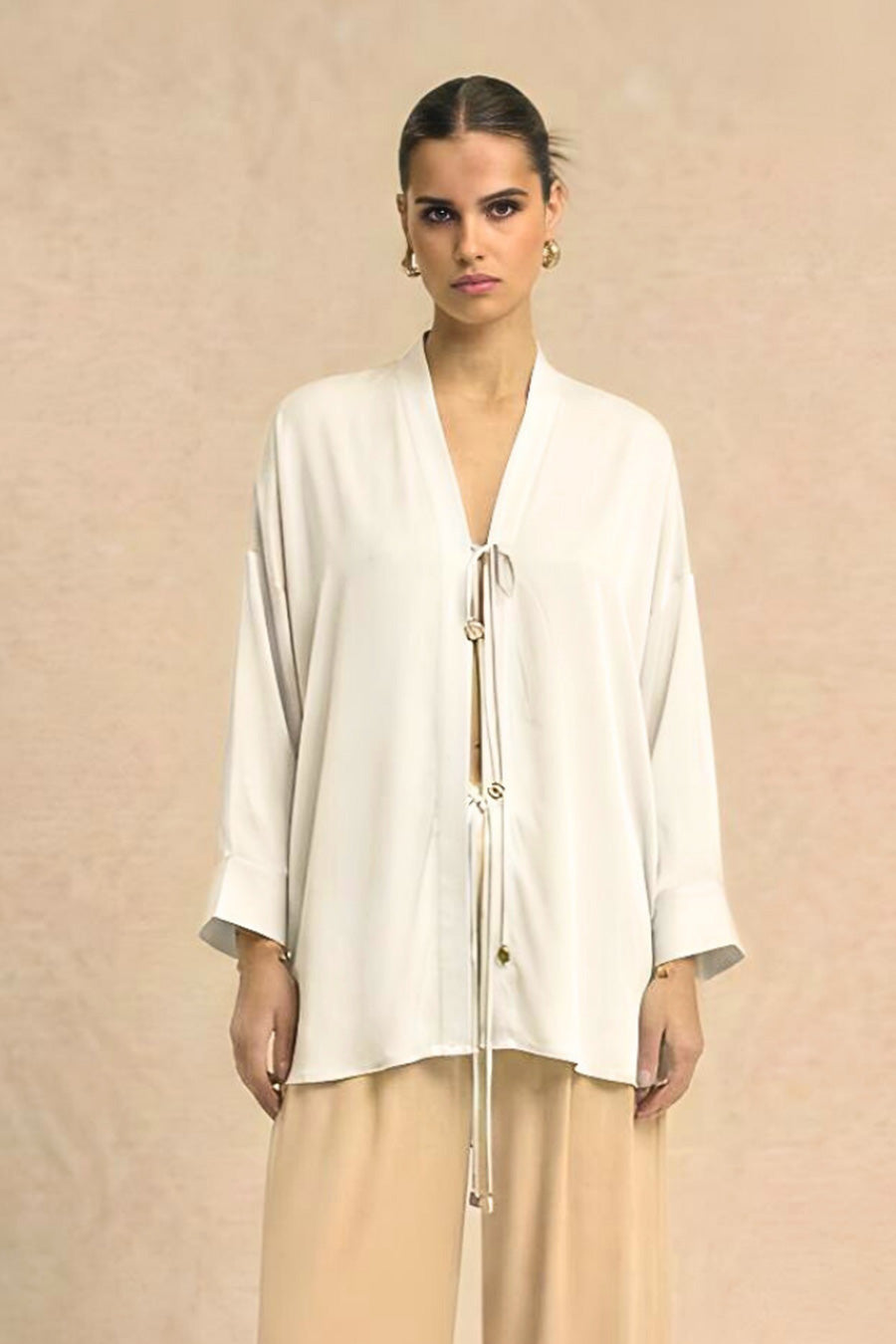 Ivory Coin Embellished Overlay Shirt