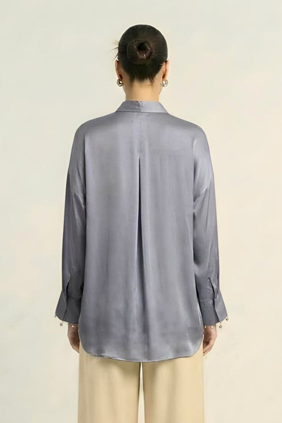Steel Grey Coin Embellished Overlay Shirt
