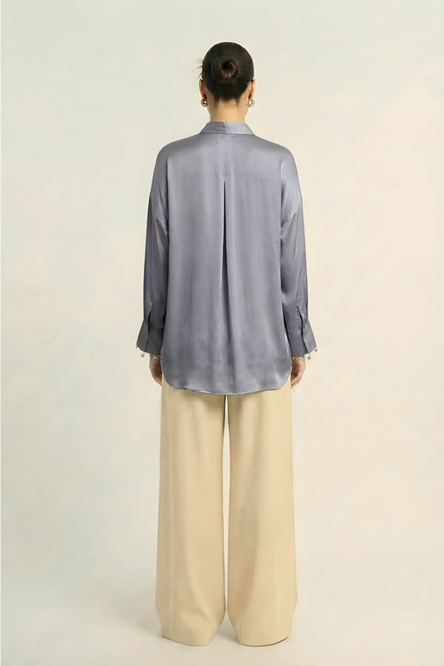 Steel Grey Coin Embellished Overlay Shirt