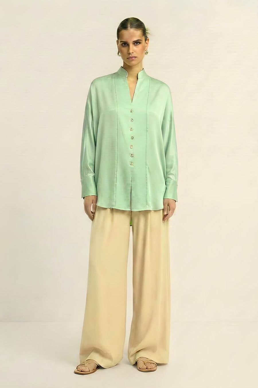 Ash Green Coin Embellished Top