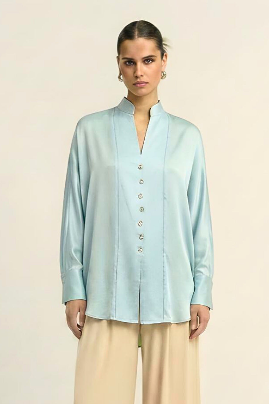Tropical Blue Coin Embellished Top
