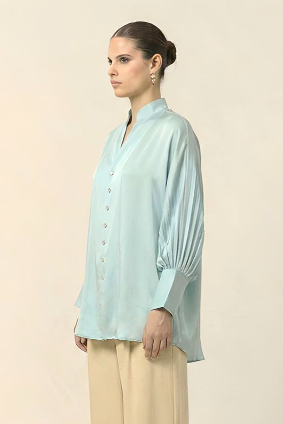 Tropical Blue Coin Embellished Top