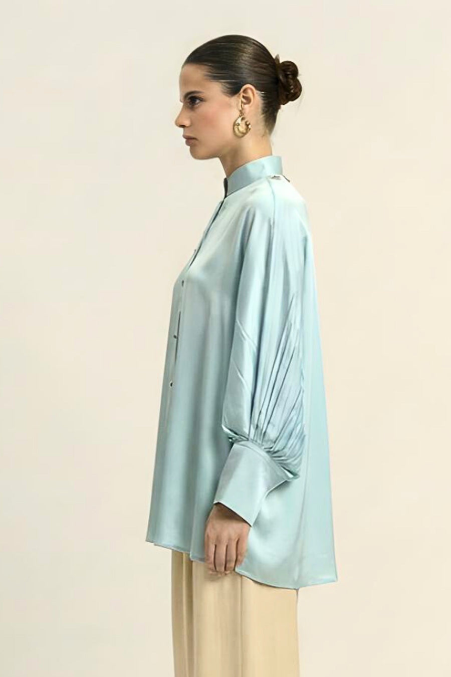 Tropical Blue Coin Embellished Top