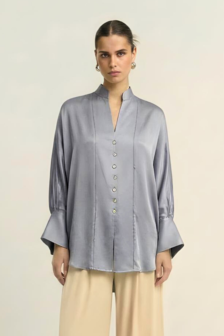 Steel Grey Coin Embellished Top