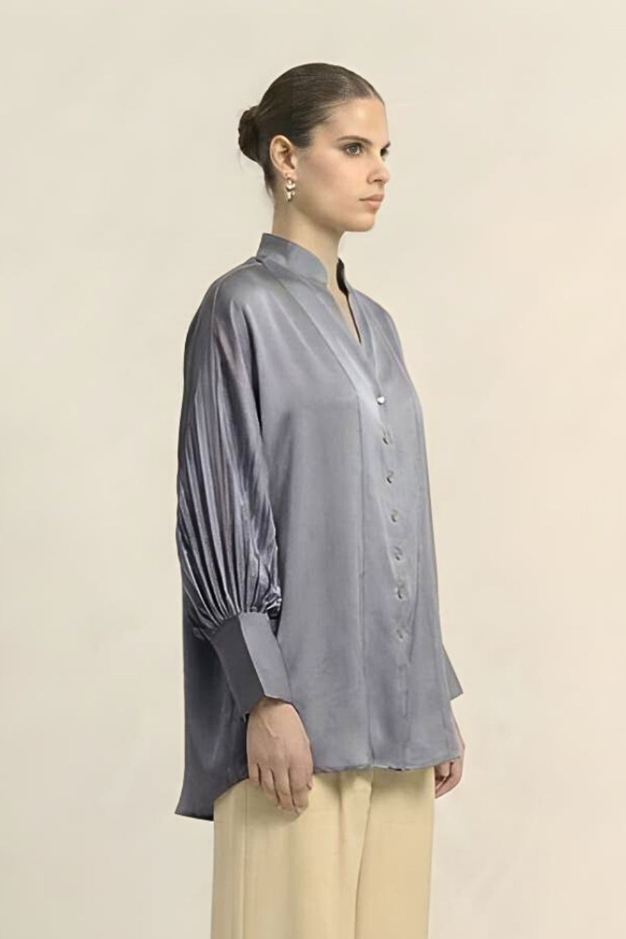 Steel Grey Coin Embellished Top