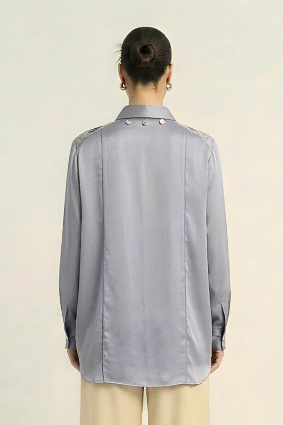 Steel Grey Coin Embellished Top