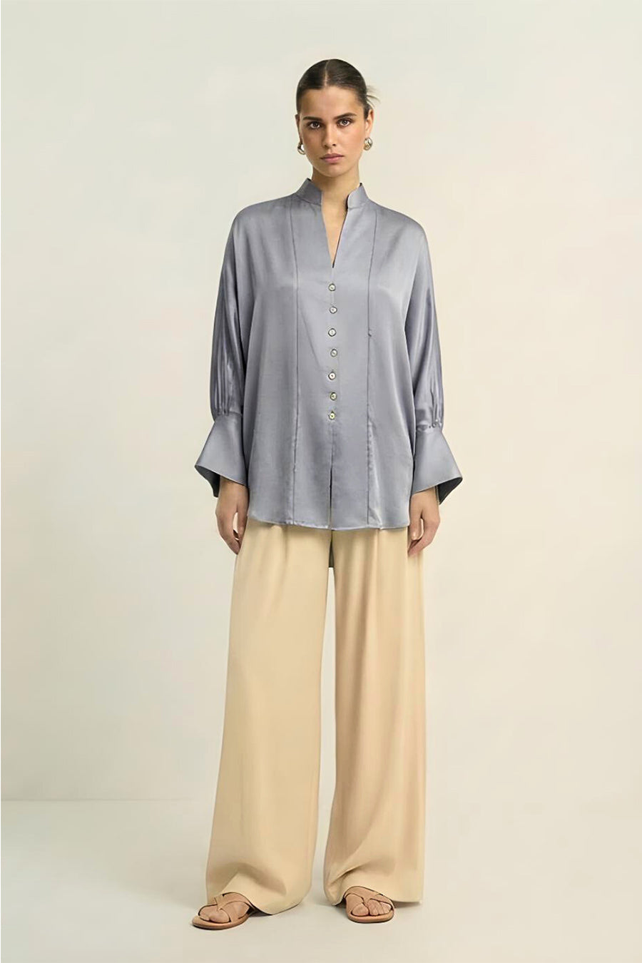 Steel Grey Coin Embellished Top