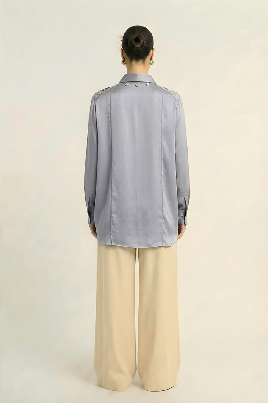 Steel Grey Coin Embellished Top