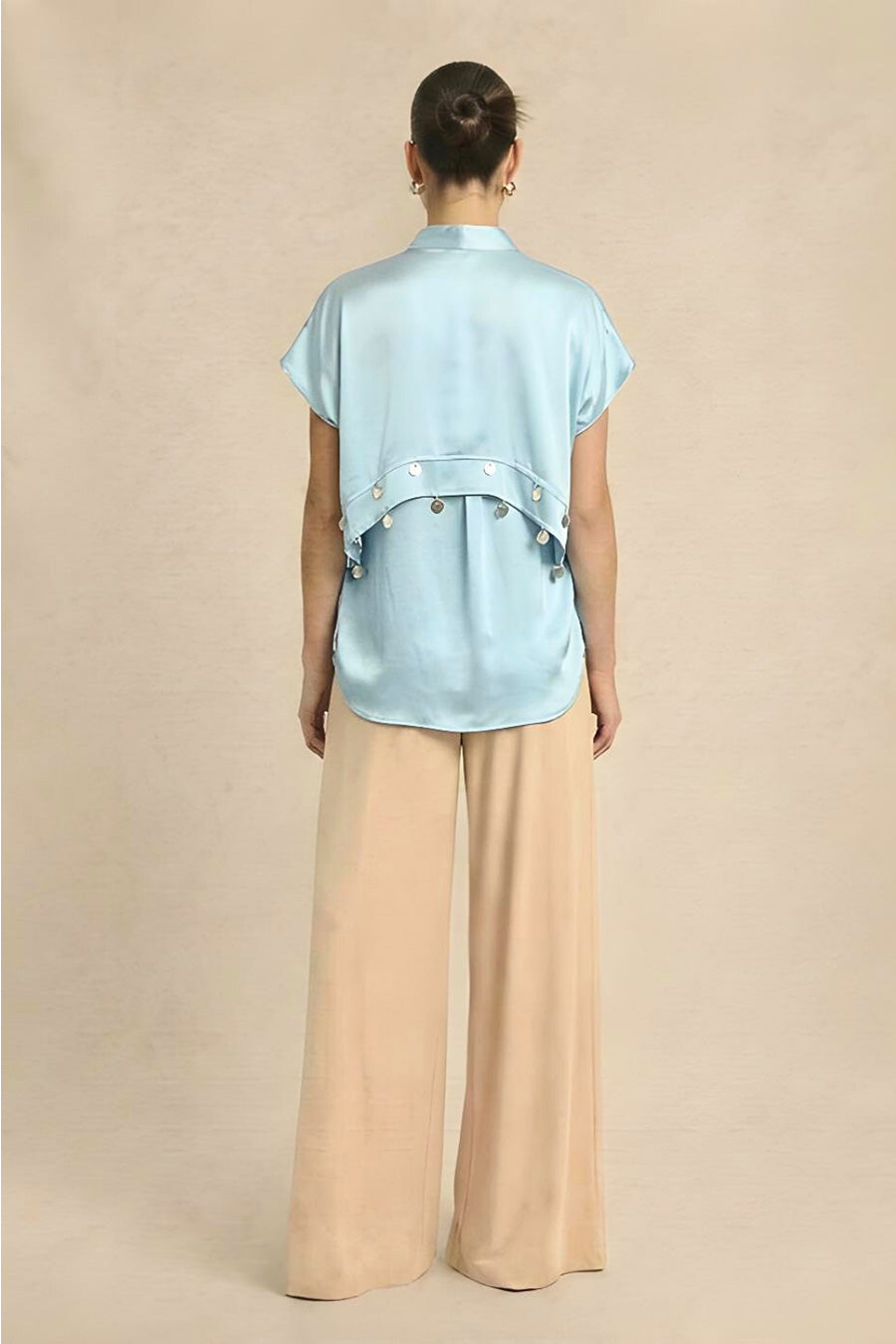 Tropical Blue Coin Embellished Panelled Shirt