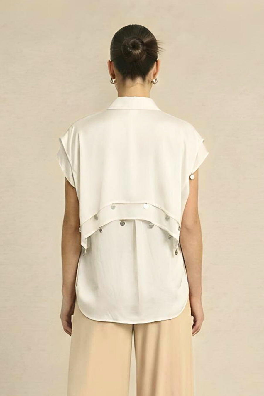 Ivory Coin Embellished Panelled Shirt