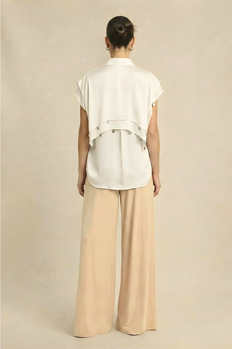 Ivory Coin Embellished Panelled Shirt