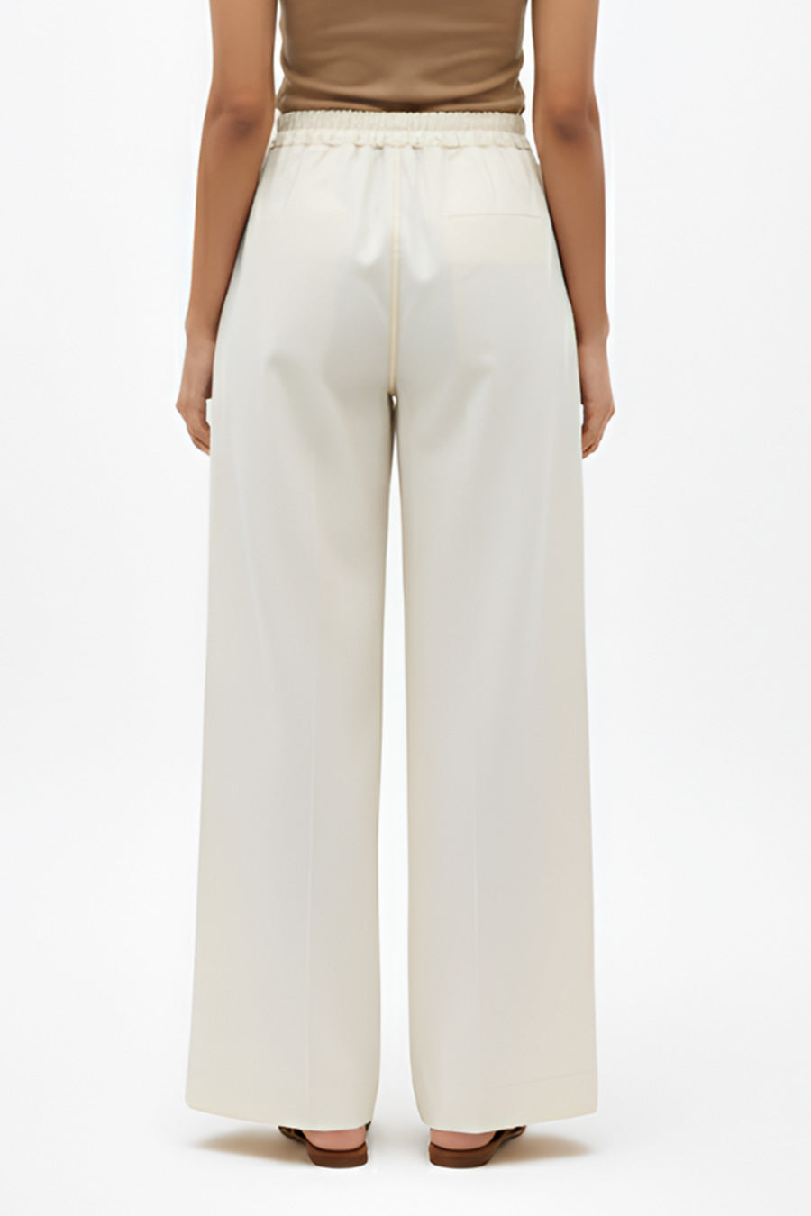Ivory-Mango Yellow Pintucks Pants