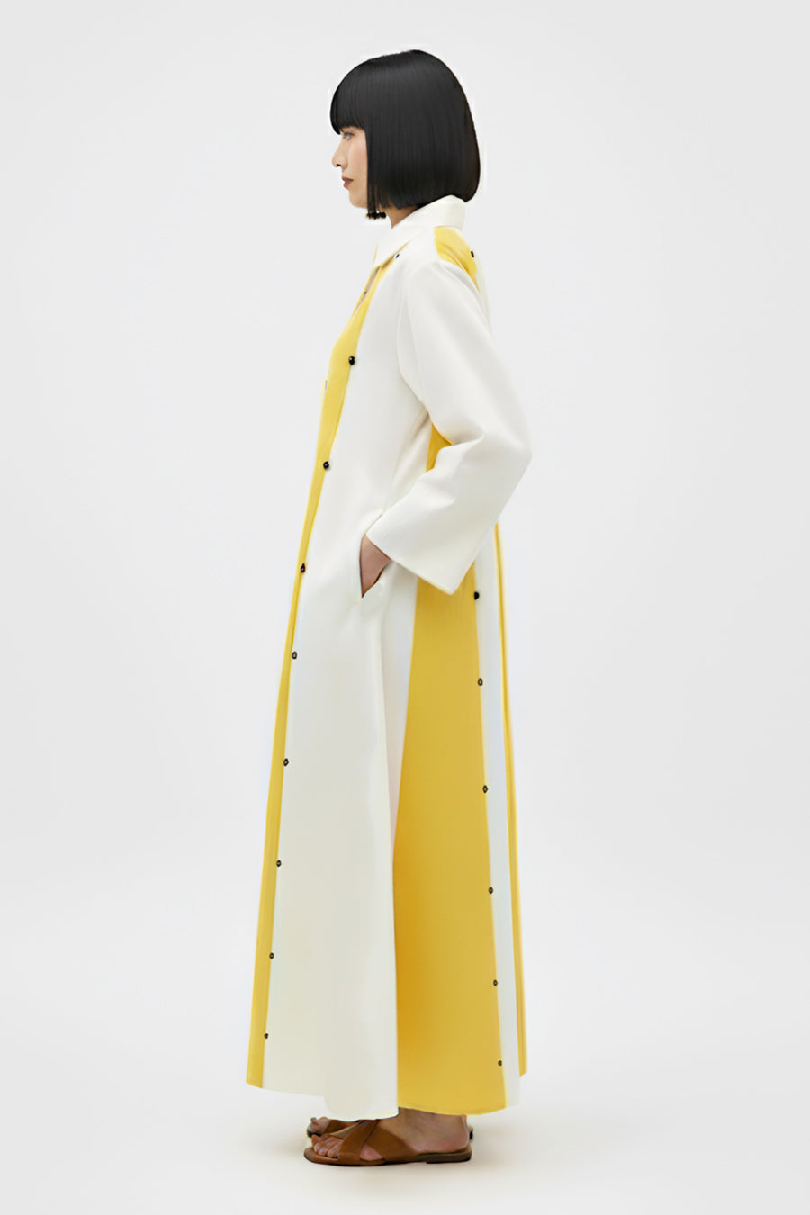 Ivory-Mango Yellow Panel Maxi Dress