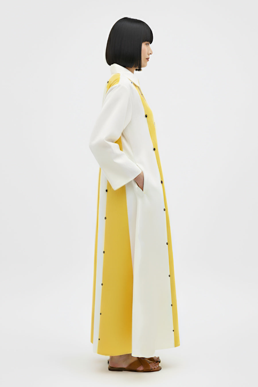 Ivory-Mango Yellow Panel Maxi Dress