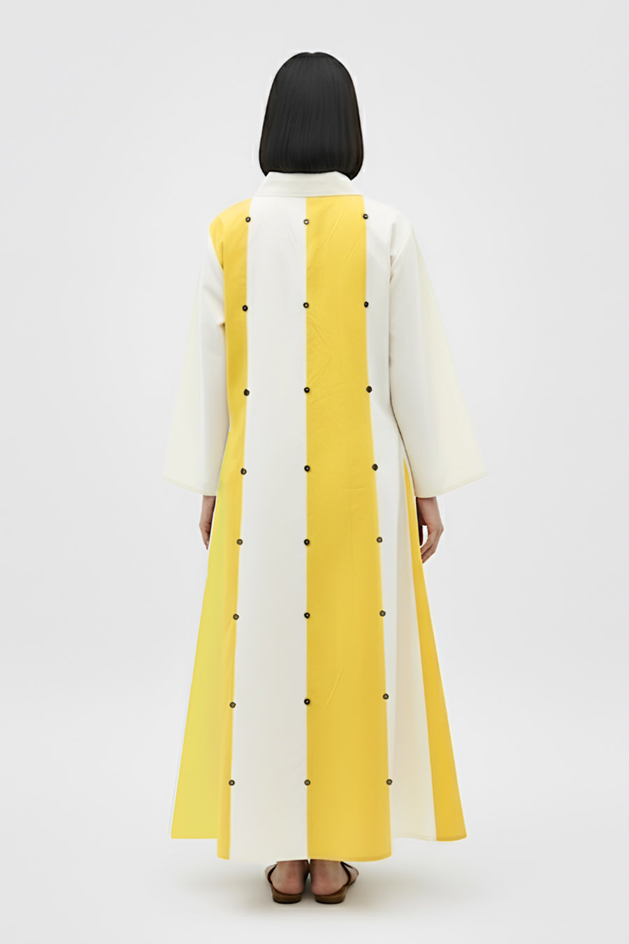 Ivory-Mango Yellow Panel Maxi Dress