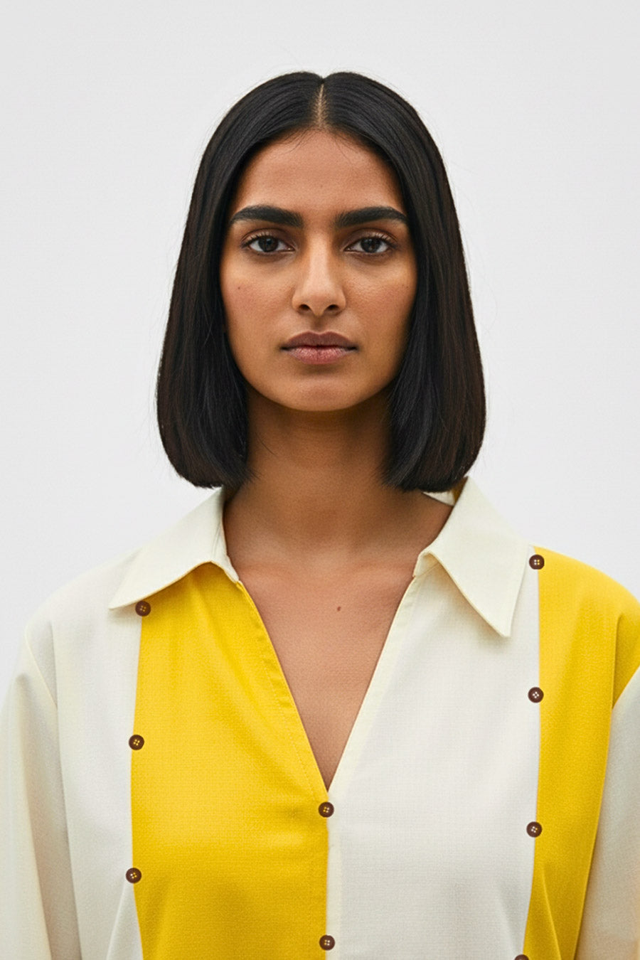 Ivory-Mango Yellow Panel Maxi Dress