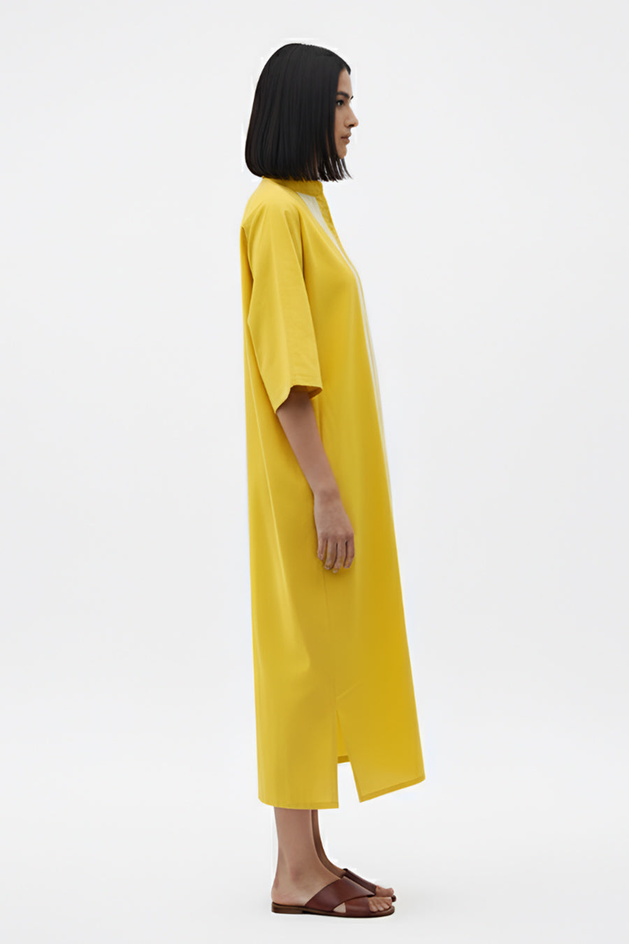 Mango Yellow-Ivory Pintucks Dress