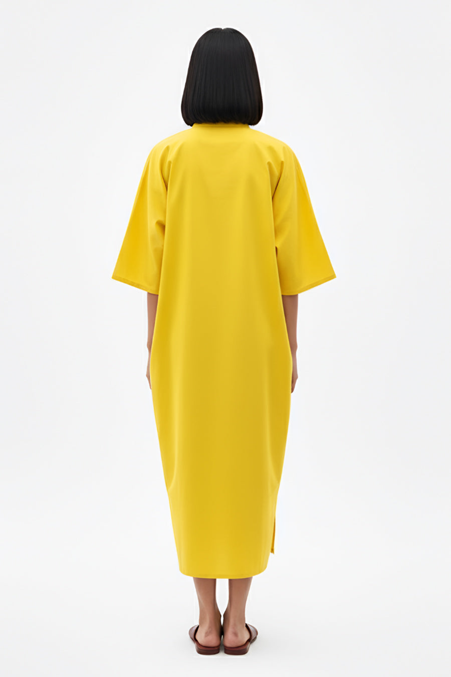 Mango Yellow-Ivory Pintucks Dress