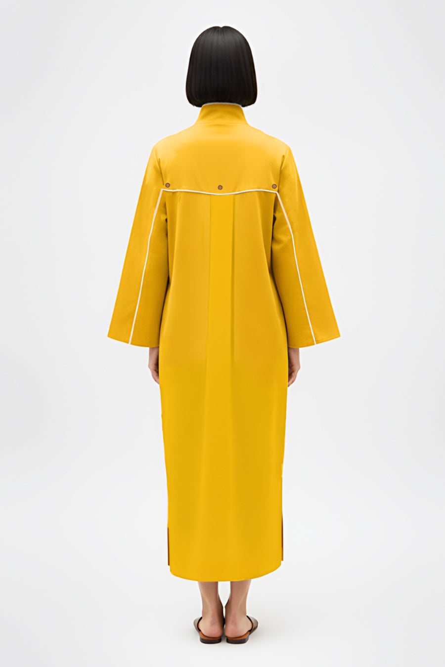 Mango Yellow-Ivory Collared Stripe Dress