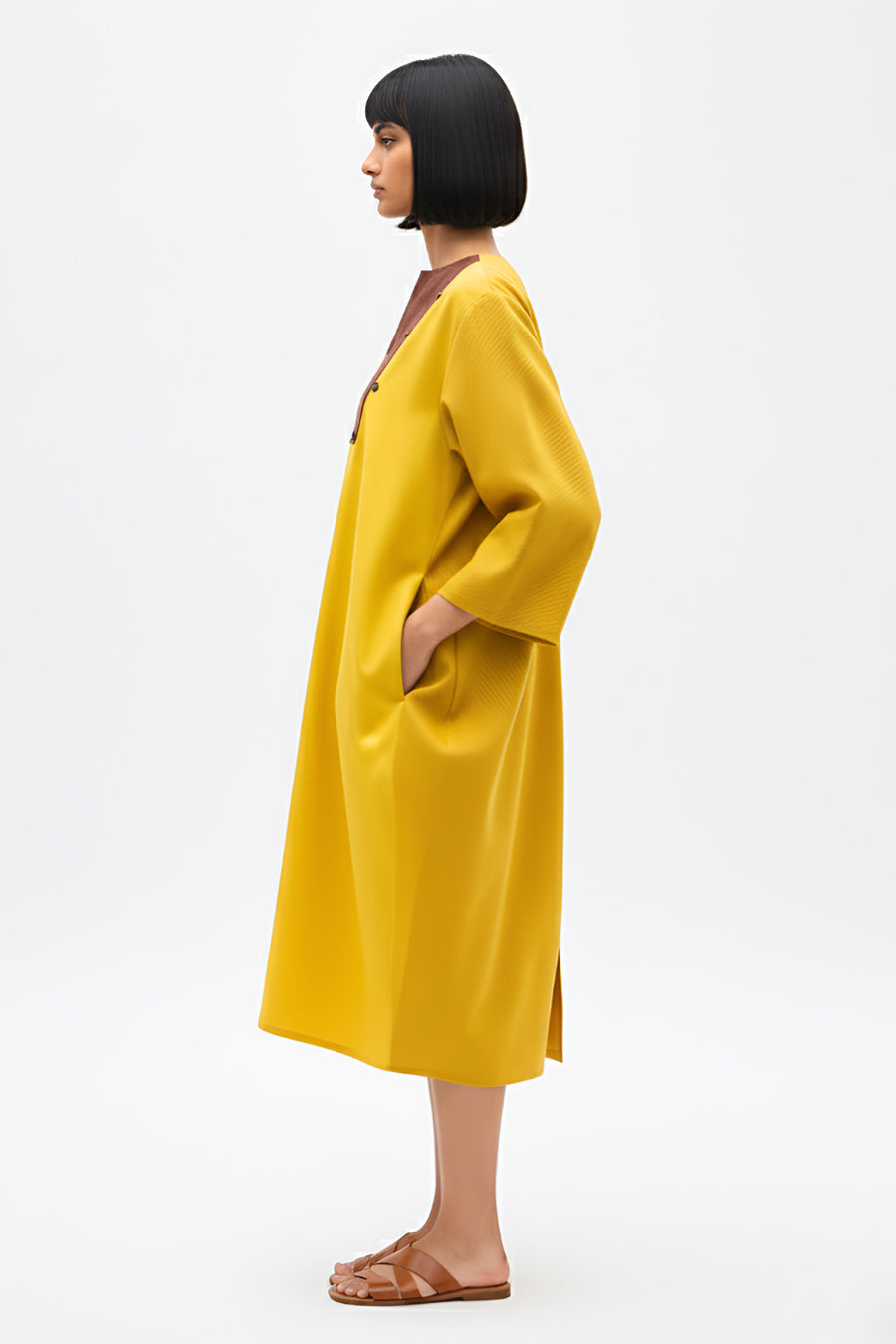 Mango Yellow-Tuscan Red Midi Dress