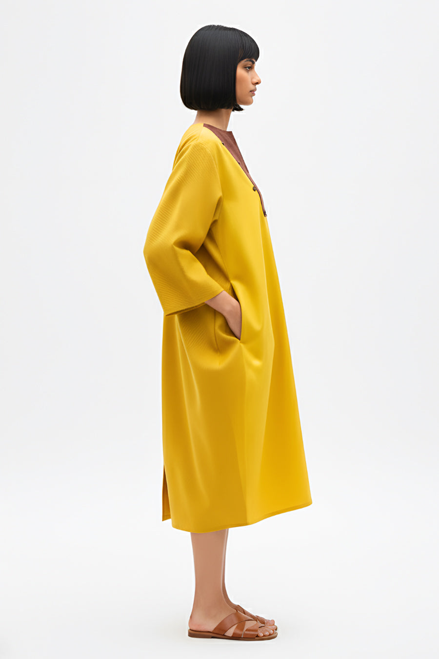 Mango Yellow-Tuscan Red Midi Dress