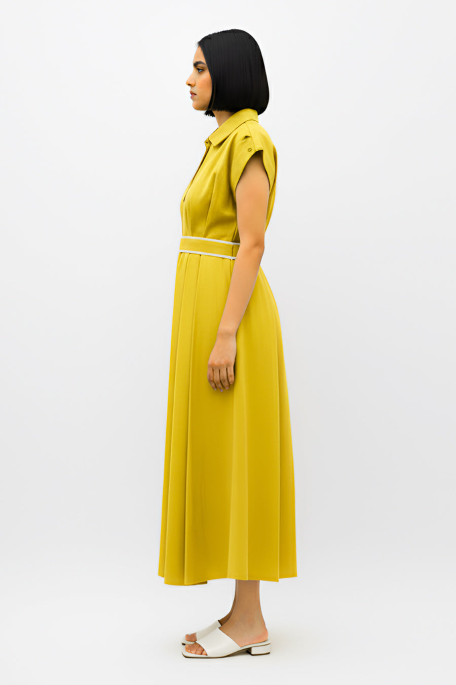 Mango Yellow-Ivory Skater Dress