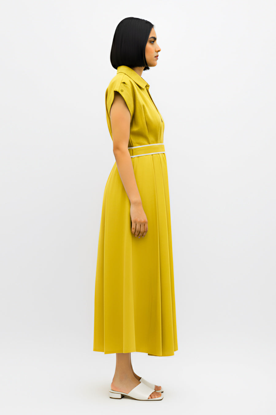 Mango Yellow-Ivory Skater Dress