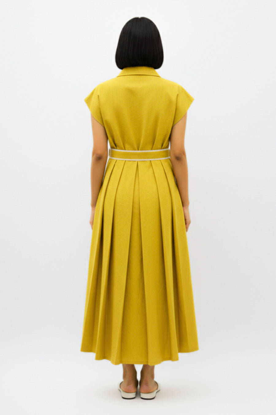 Mango Yellow-Ivory Skater Dress