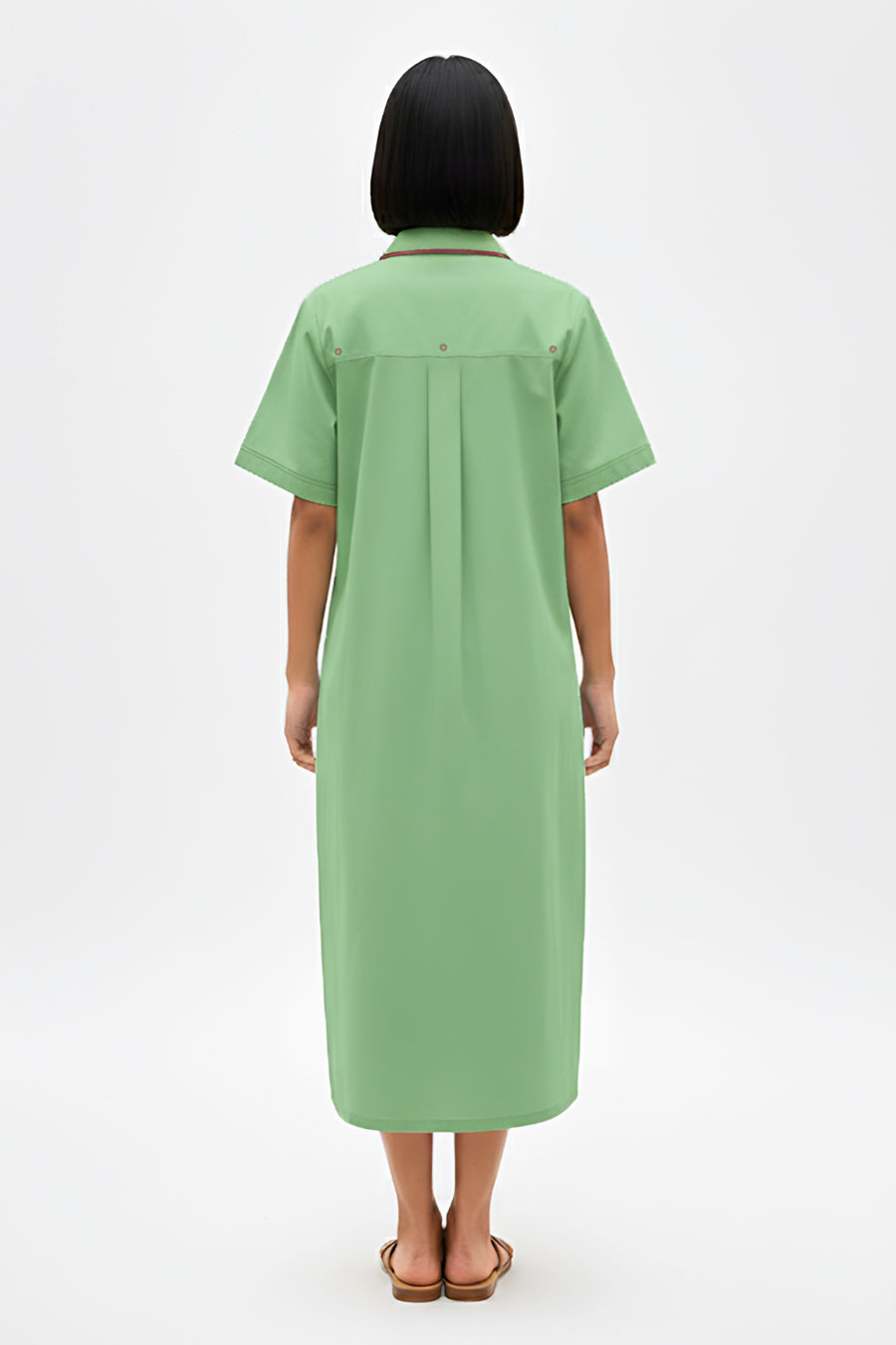 Asparagus Green-Tuscan Red Shirt Dress