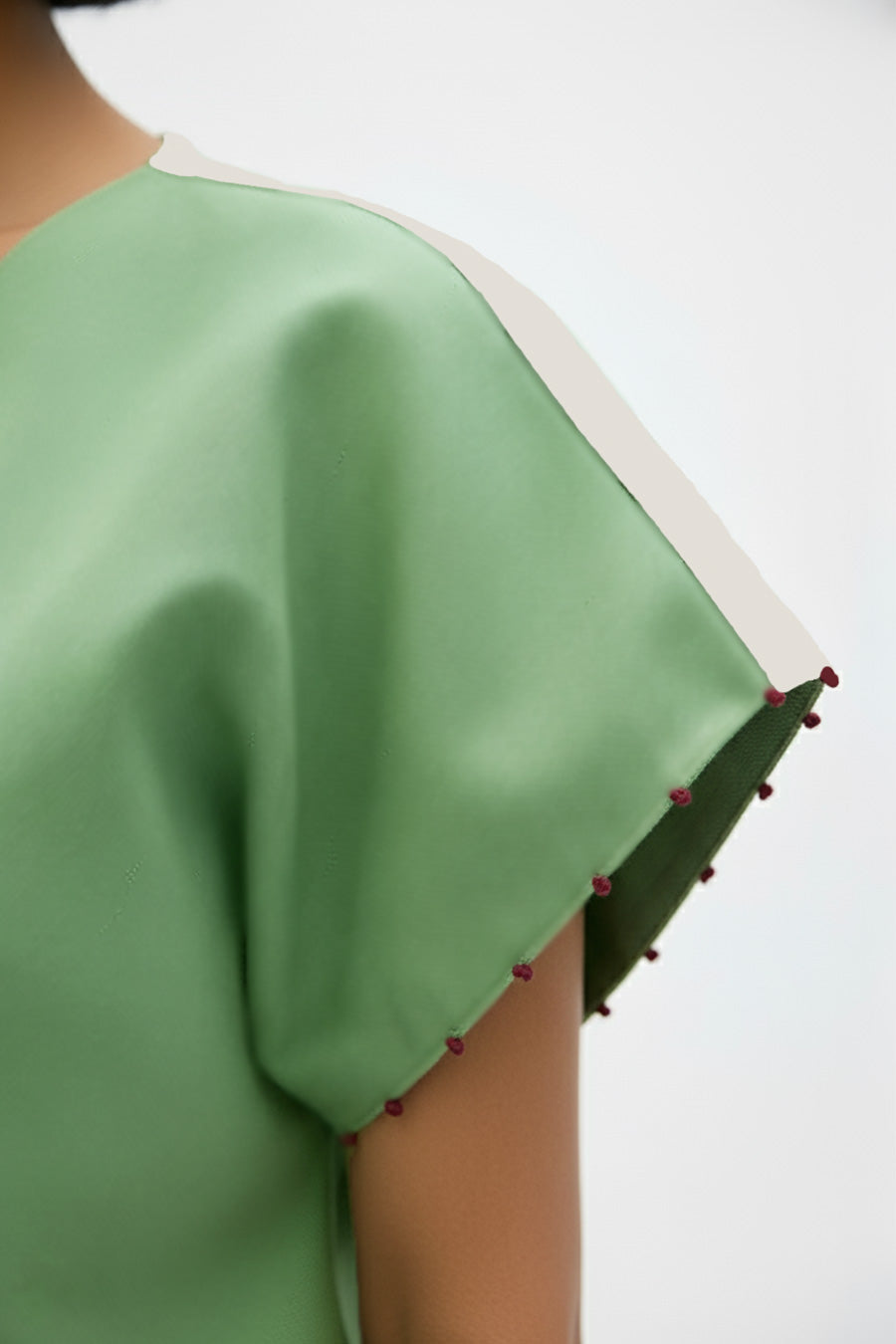 Ivory-Asparagus Green Top & Skirt Co-Ord Set