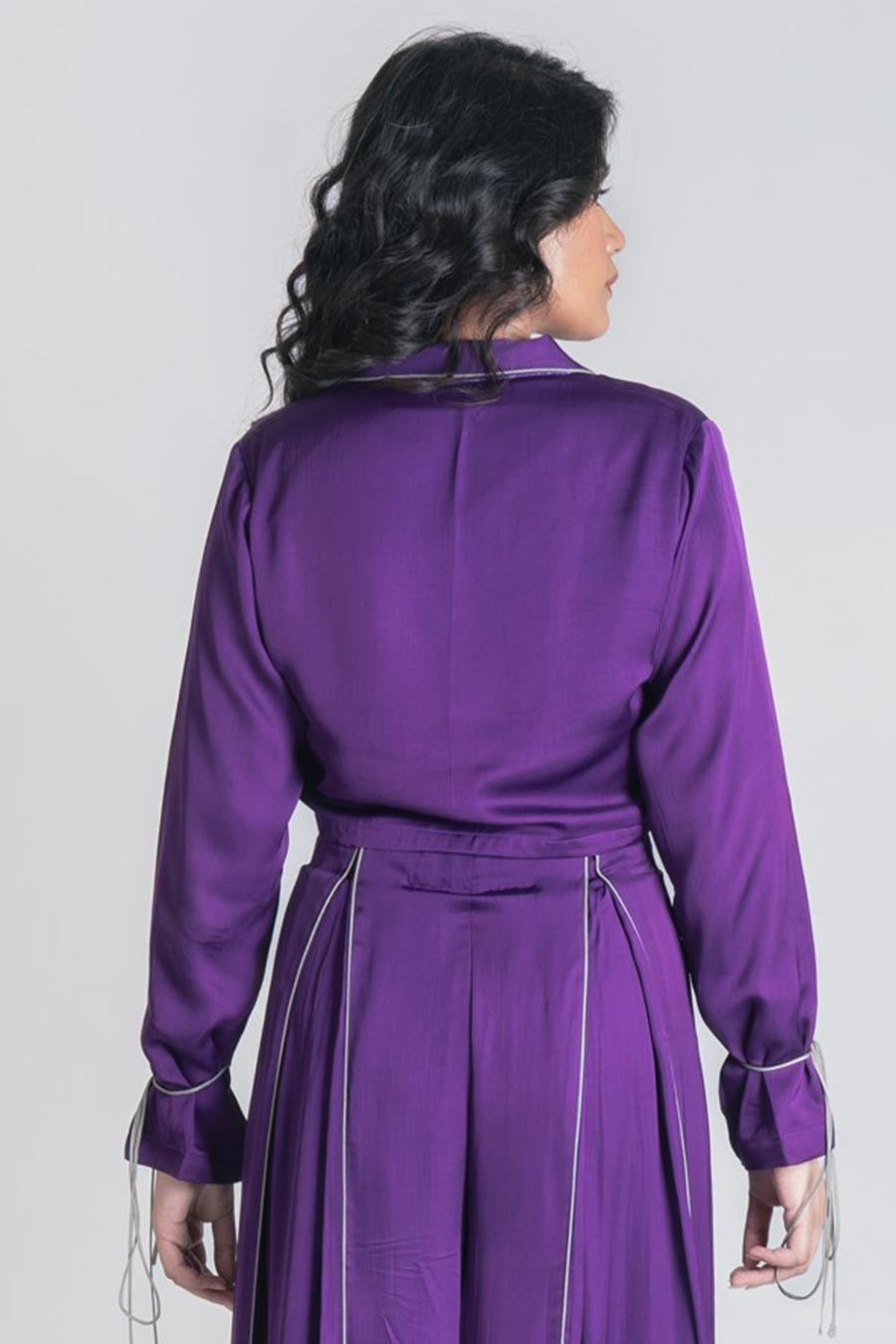 Purple Piping Detailed Crop Top