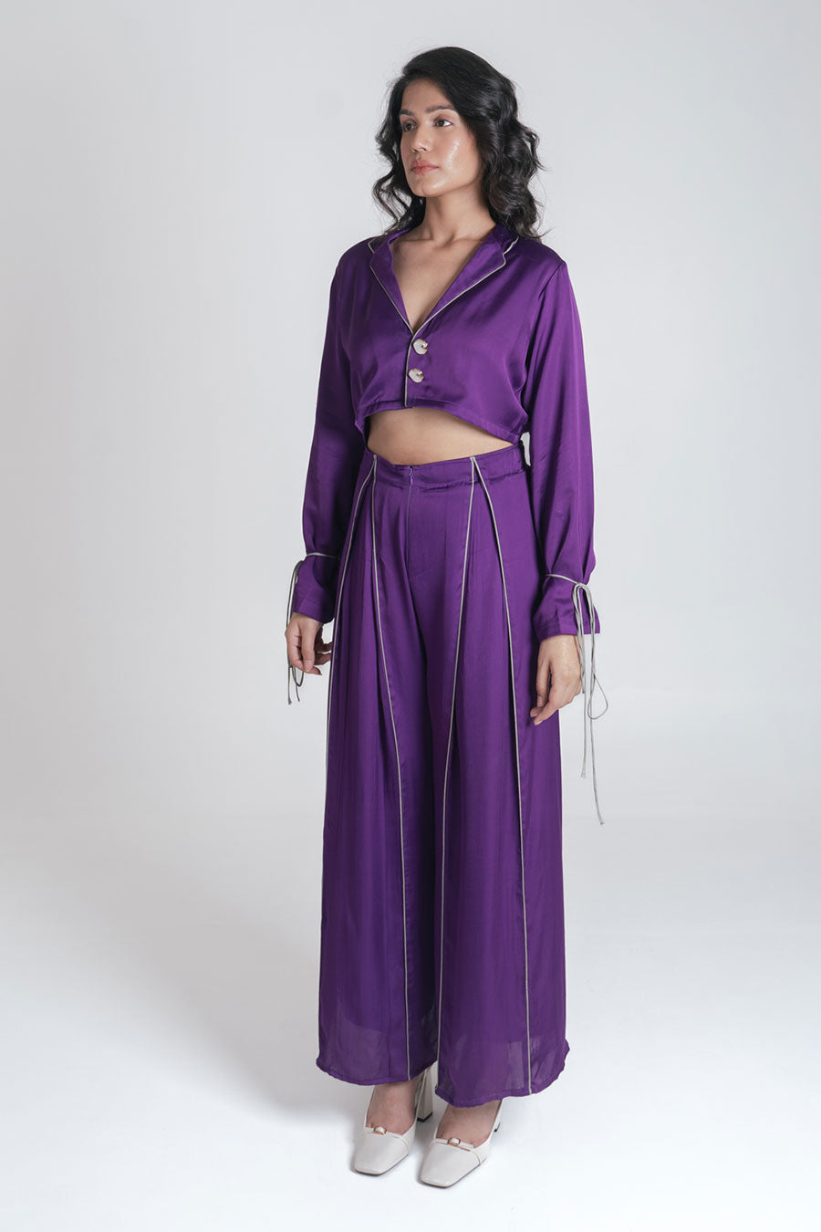 Purple Crop Top & Pant Co-Ord Set