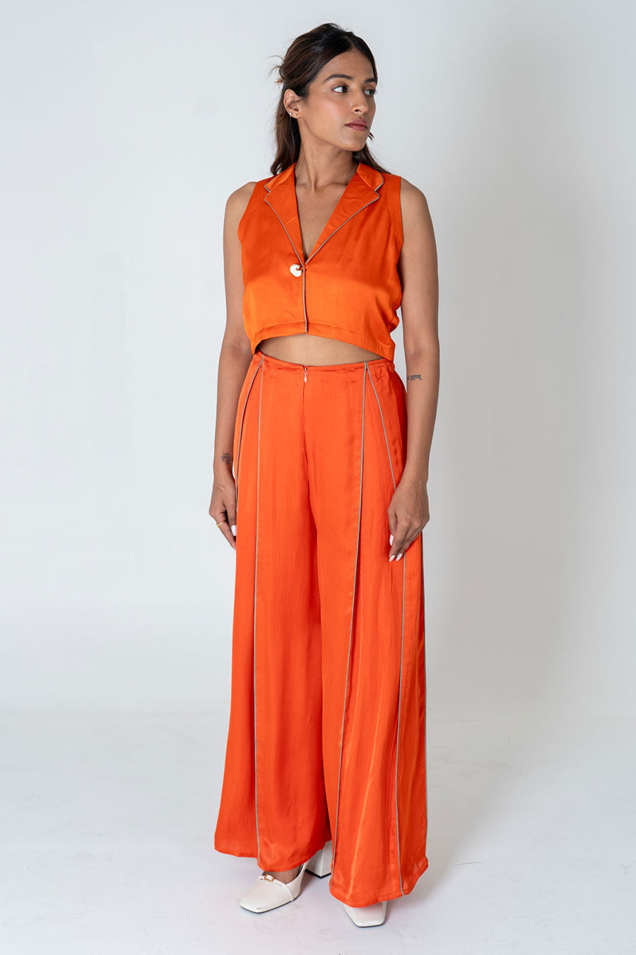 Orange Waistcoat Top & Pant Co-Ord Set