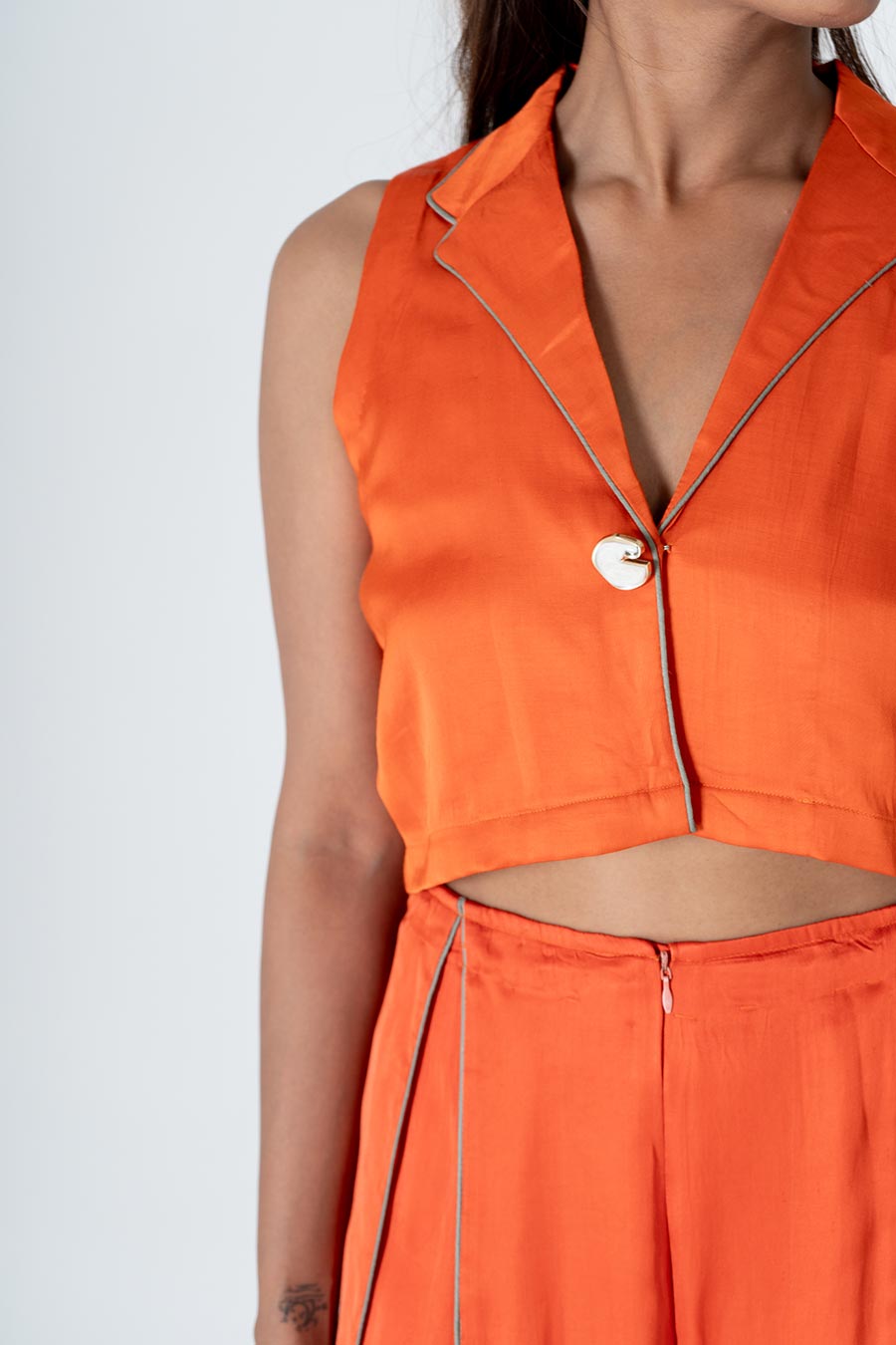 Orange Waistcoat Top & Pant Co-Ord Set