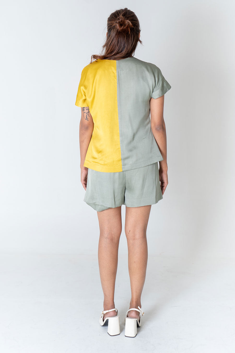 Green-Yellow Shirt & Shorts Co-Ord Set