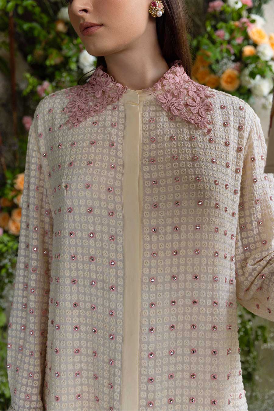 Cecile Ivory Crystal Embellished Shirt